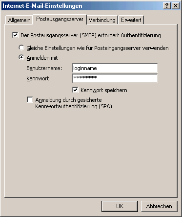 SMTP-Auth Outlook